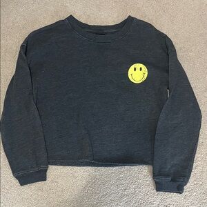 Classic Dark Gray Kids Sweatshirt with Yellow Smiley